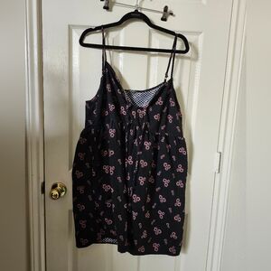 Wild Fable Black Dress with Pink Floral Pattern